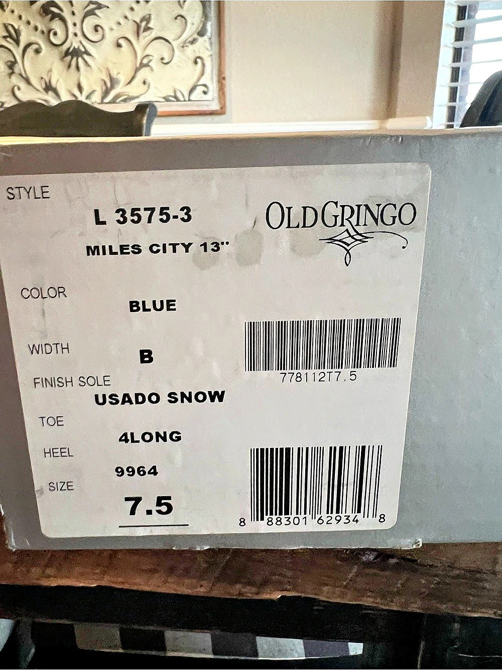 Old Gringo Miles City 13" Western Boots Black & Silver US 7.5 B - Picture 8 of 8